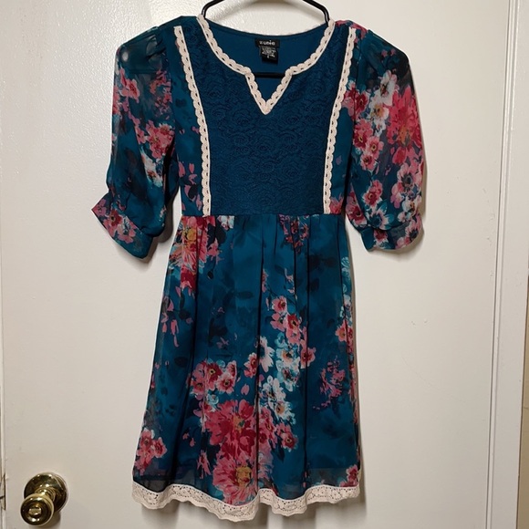 Zunie Green Floral Girl's Dress Size 8 - Picture 6 of 6